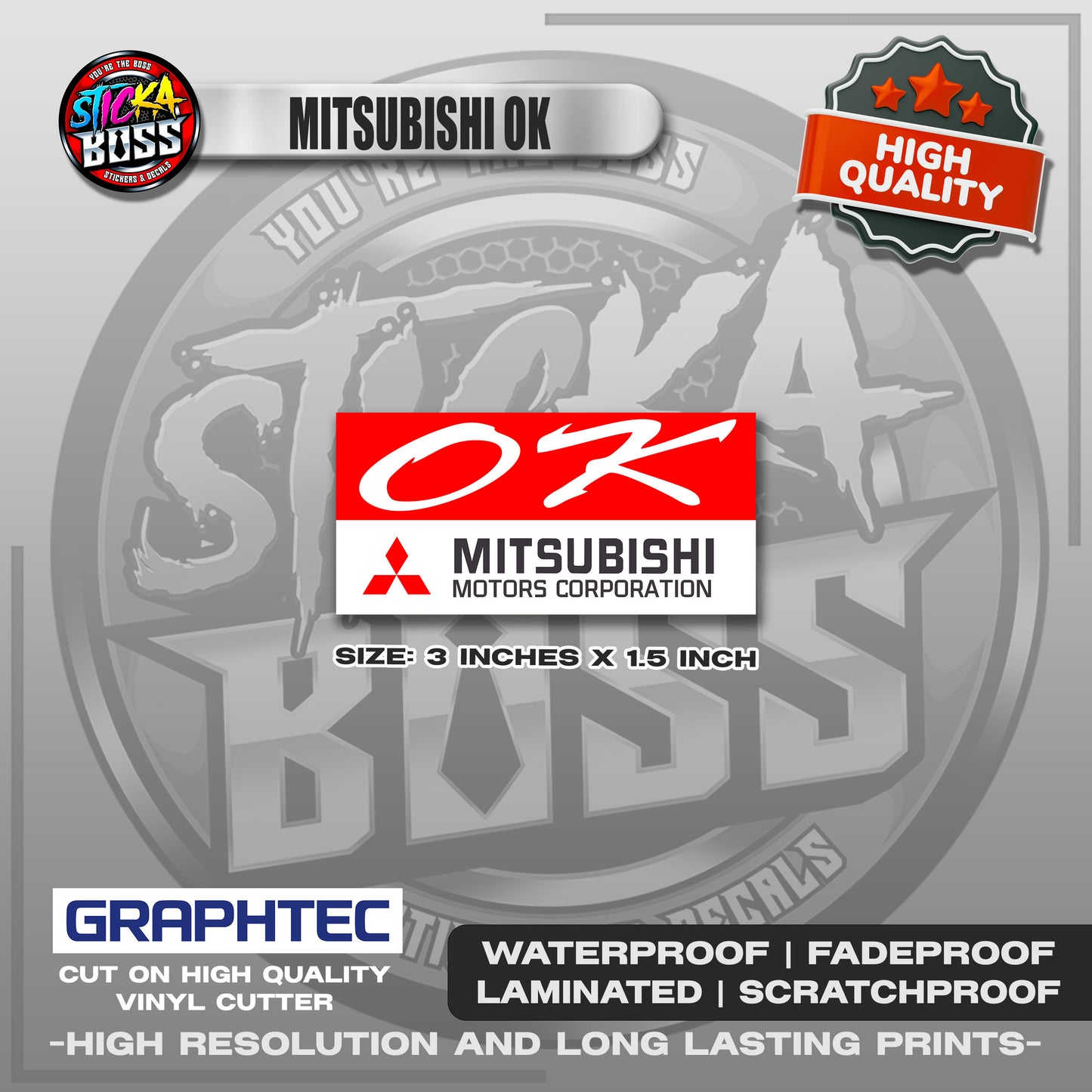 MITSUBISHI OK | VINYL WATERPROOF STICKER | PREMIUM LAMINATED【PRINTED】