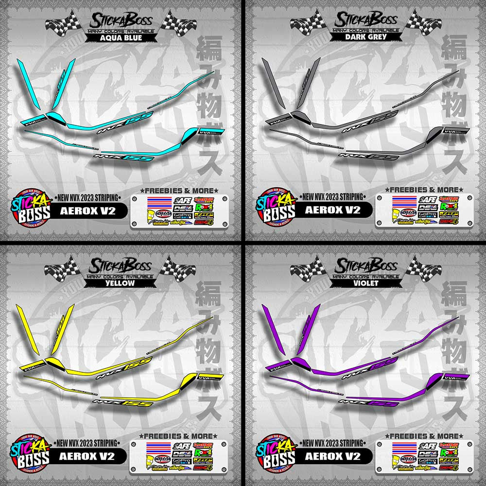 AEROX V2 MALAYSIAN DECALS ( NEW NVX 2023 STRIPING )【WITH FREEBIES】