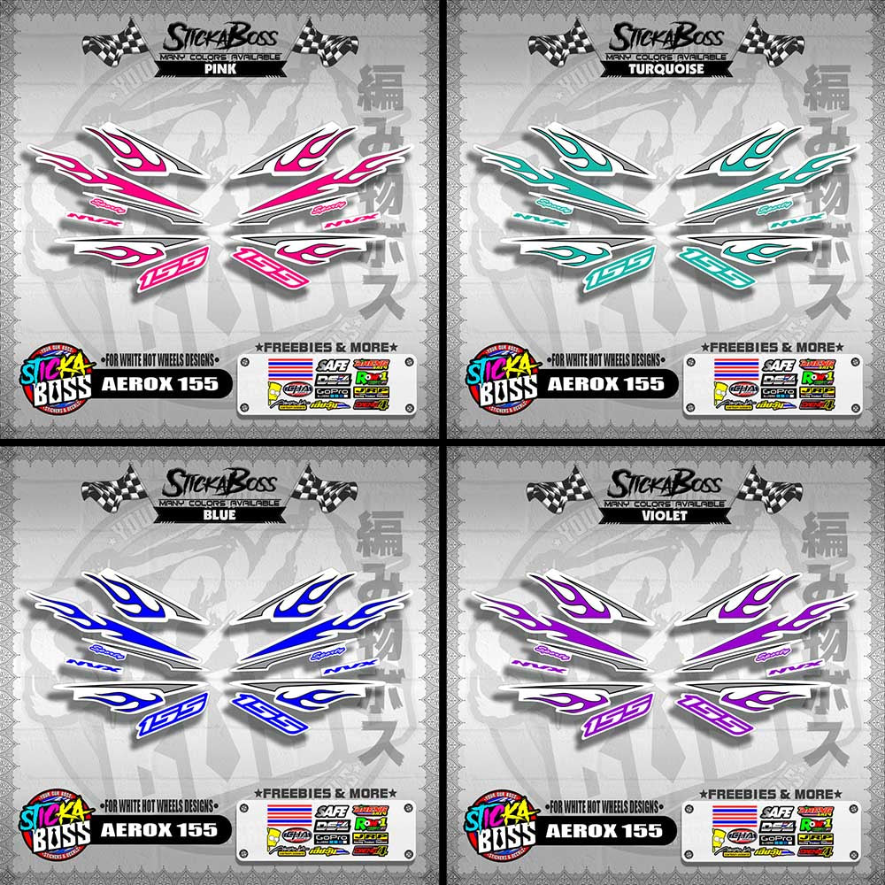 AEROX 155 DECALS ( FOR WHITE HOT WHEELS DESIGNS )【WITH FREEBIES】