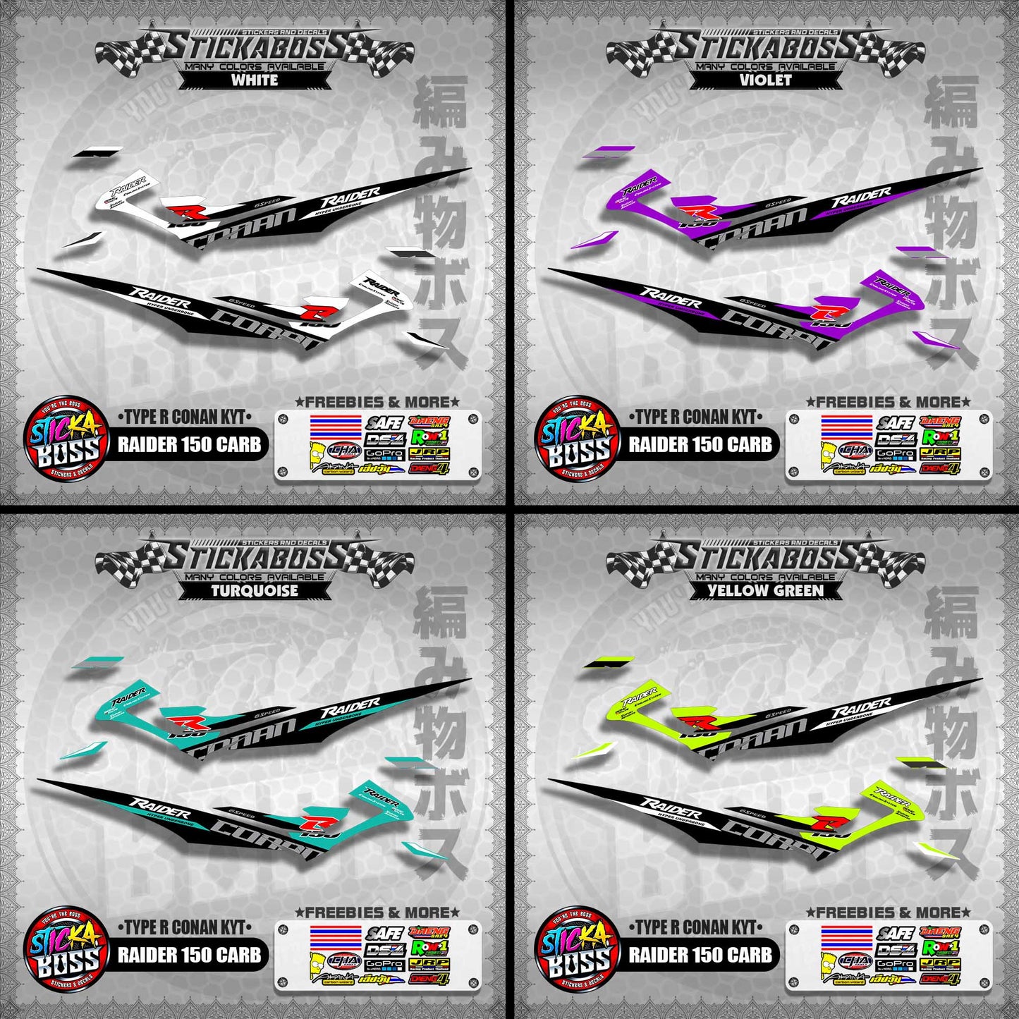 RAIDER 150 CARB DECALS ( TYPE R CONAN KYT )【WITH FREEBIES】