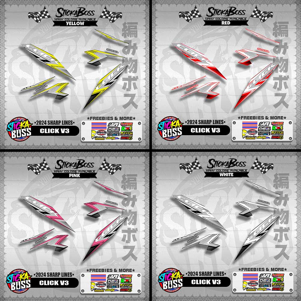 CLICK V3 DECALS ( 2024 SHARP LINES )【WITH FREEBIES】