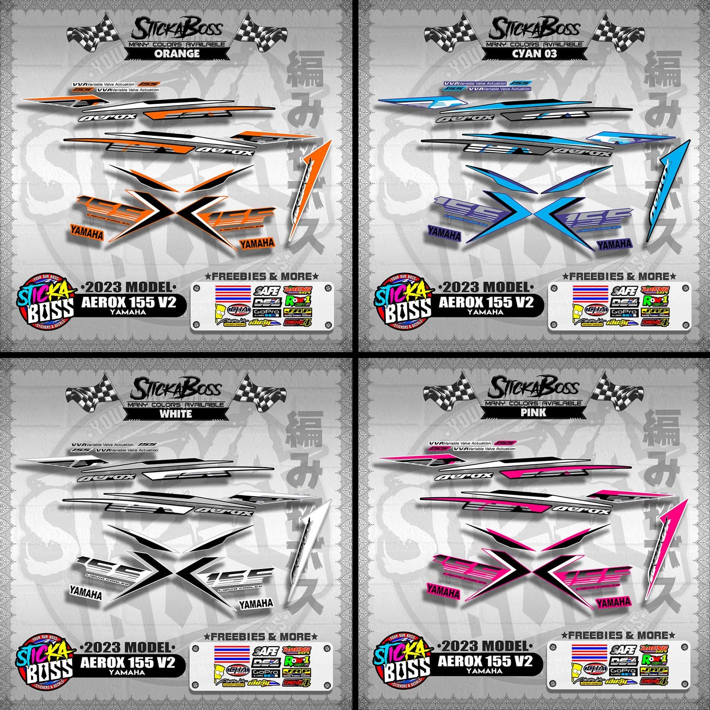 AEROX 155 V2 2023 STOCK DECALS ( 2023 MODEL )【WITH FREEBIES】