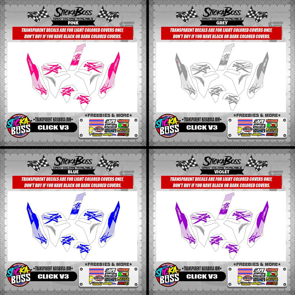 CLICK V3 DECALS ( TRANSPARENT HAYABUSA JDM )【WITH FREEBIES】