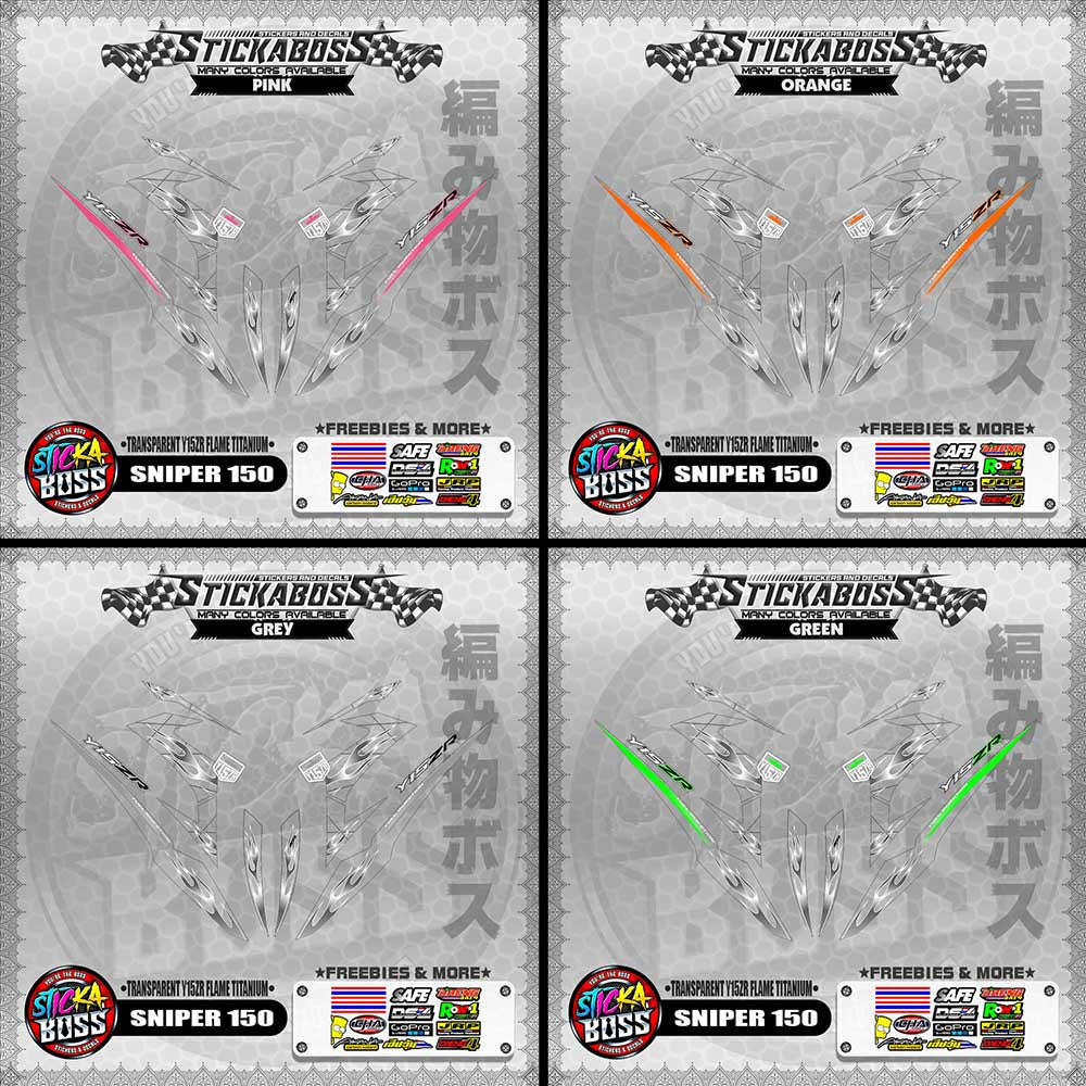 【PREMIUM UV PRINT】TRANSPARENT SNIPER 150 STICKER DECALS ( Y15ZR FLAME TITANIUM )【WITH FREEBIES】