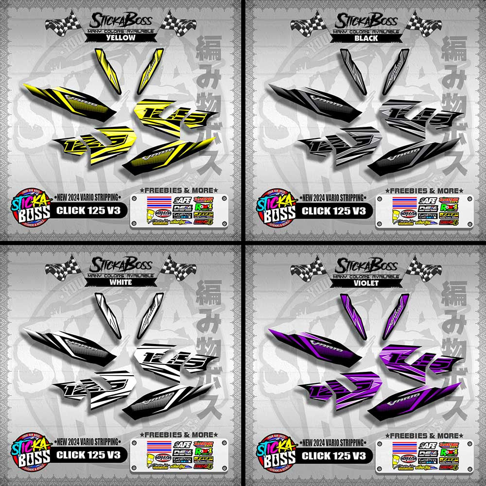 CLICK 125 V3 DECALS ( NEW 2024 VARIO STRIPPING )【WITH FREEBIES】