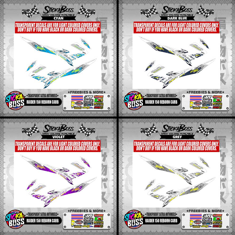 RAIDER 150 REBORN CARB DECALS ( TRANSPARENT SATRIA HOTWHEELS )【WITH FREEBIES】