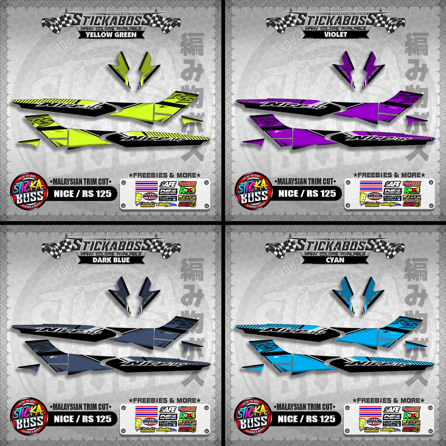 NICE / RS 125 STICKER DECALS ( MALAYSIAN TRIM CUT )【WITH FREEBIES】