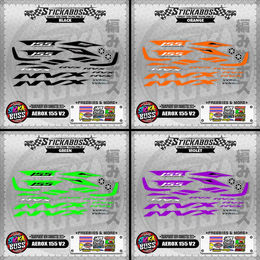 【PREMIUM UV PRINT】TRANSPARENT AEROX 155 V2 DECALS ( NEW CONNECTED 2023 )【WITH FREEBIES】