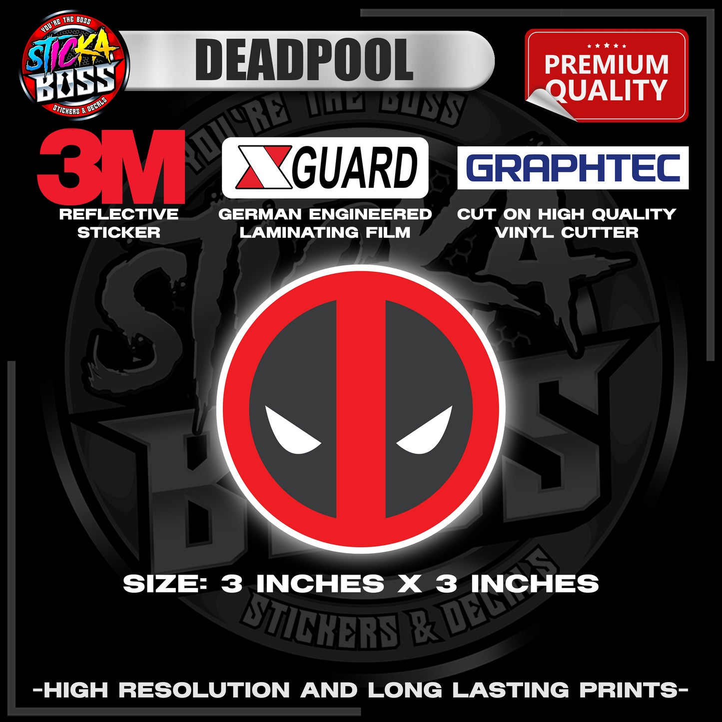 DEADPOOL | 3M REFLECTIVE STICKER | PREMIUM LAMINATED【PREMIUM QUALITY】