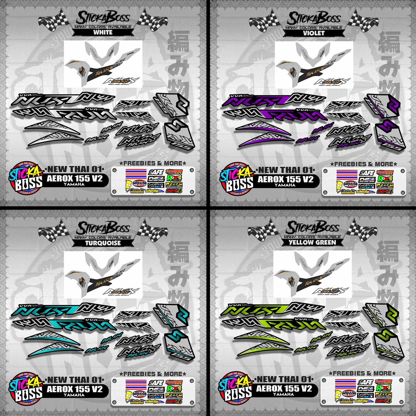 AEROX 155 V2 DECALS ( NEW THAI 01 )【WITH FREEBIES】