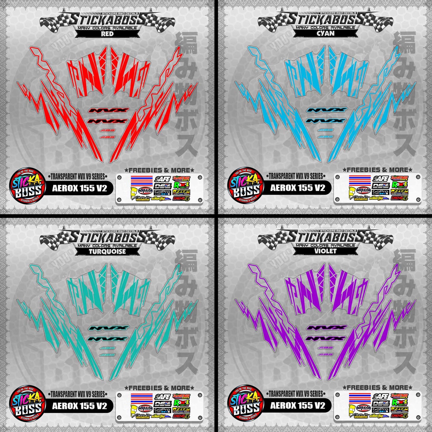 【PREMIUM UV PRINT】TRANSPARENT AEROX 155 V2 DECALS ( NVX V9 SERIES )【WITH FREEBIES】
