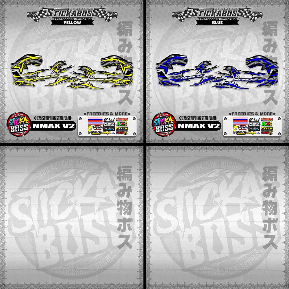 NMAX V2 STICKER DECALS ( 2025 STRIPPING STAR FLAME )【WITH FREEBIES】