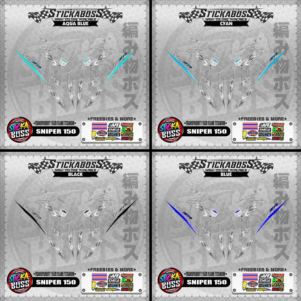 【PREMIUM UV PRINT】TRANSPARENT SNIPER 150 STICKER DECALS ( Y15ZR FLAME TITANIUM )【WITH FREEBIES】