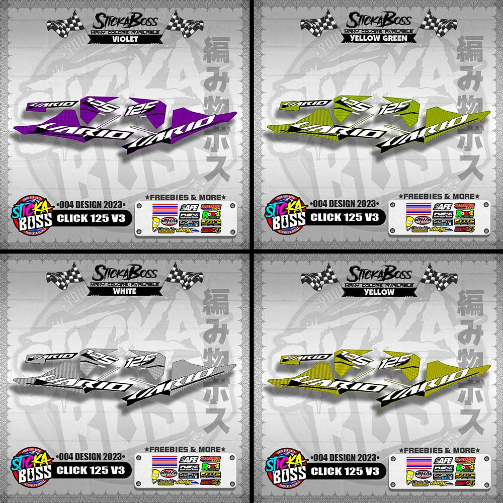 CLICK 125 V3 STOCK DECALS ( 004 DESIGN 2023 ) VARIO【WITH FREEBIES】