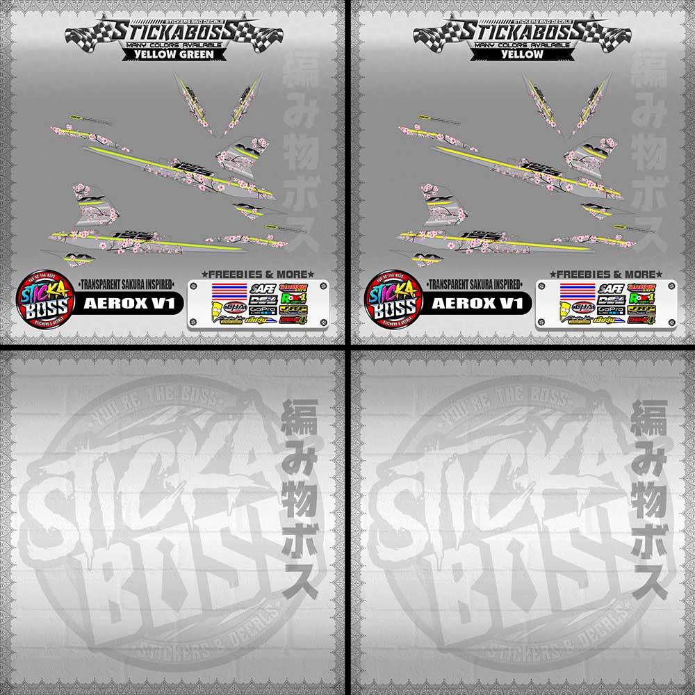 【PREMIUM UV PRINT】TRANSPARENT AEROX 155 V1 ( SAKURA INSPIRED )【WITH FREEBIES】