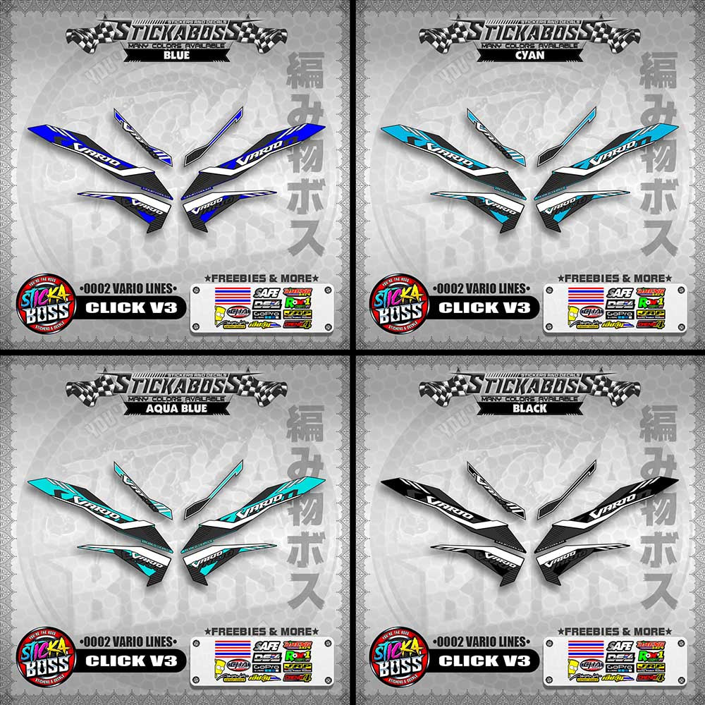 CLICK V3 STICKER DECALS ( 0002 VARIO LINES )【WITH FREEBIES】