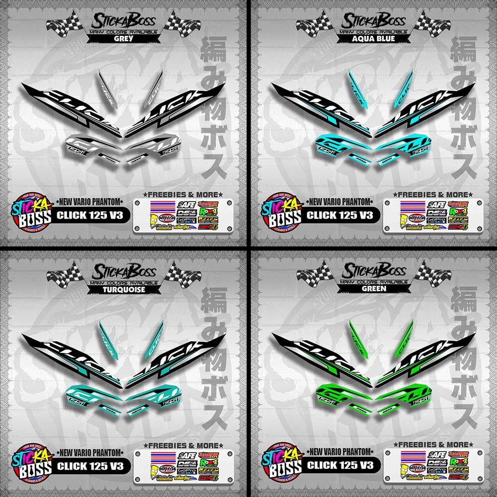 CLICK 125 V3 DECALS ( NEW VARIO PHANTOM )【WITH FREEBIES】