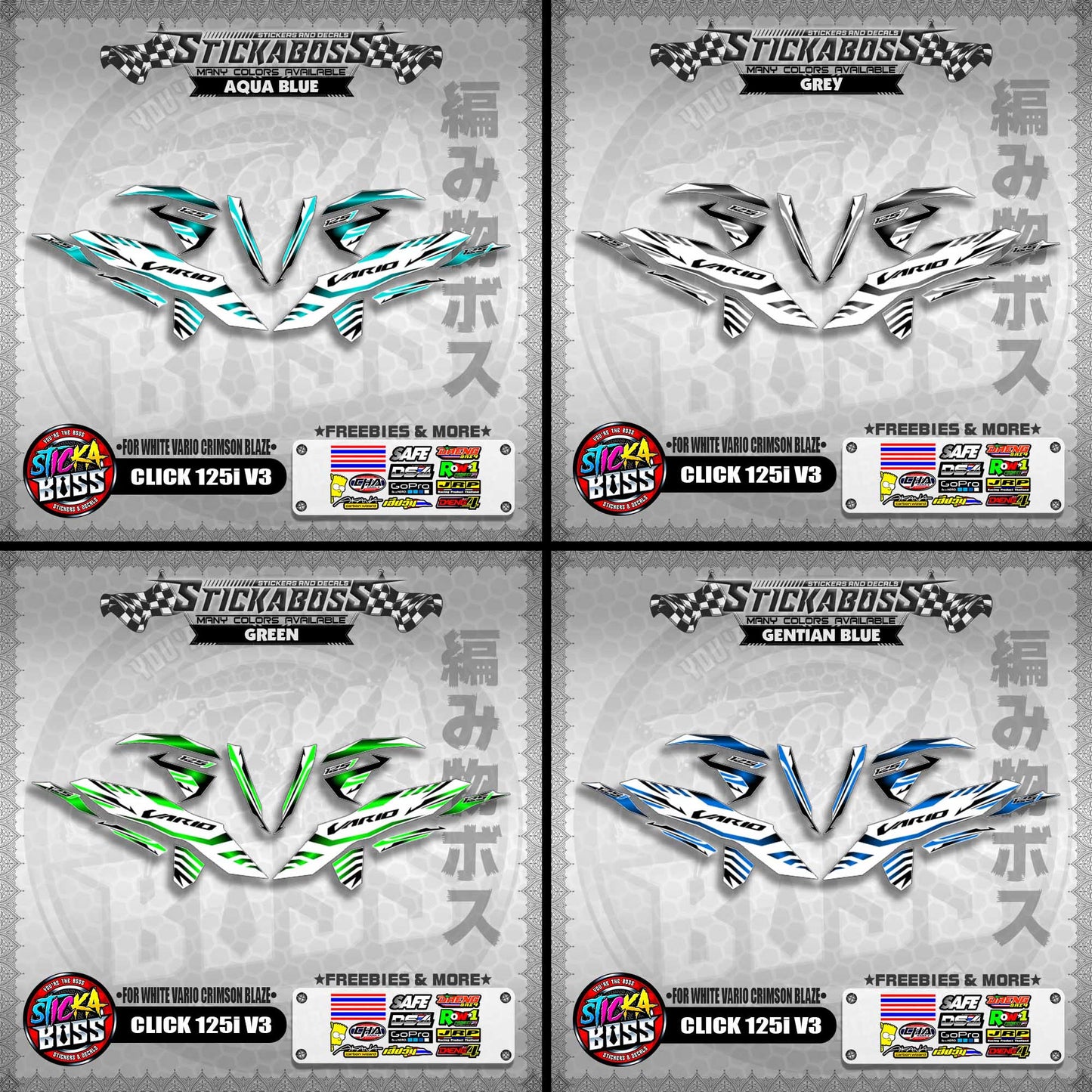CLICK 125i V3 STICKER DECALS ( FOR WHITE VARIO CRIMSON BLAZE )【WITH FREEBIES】