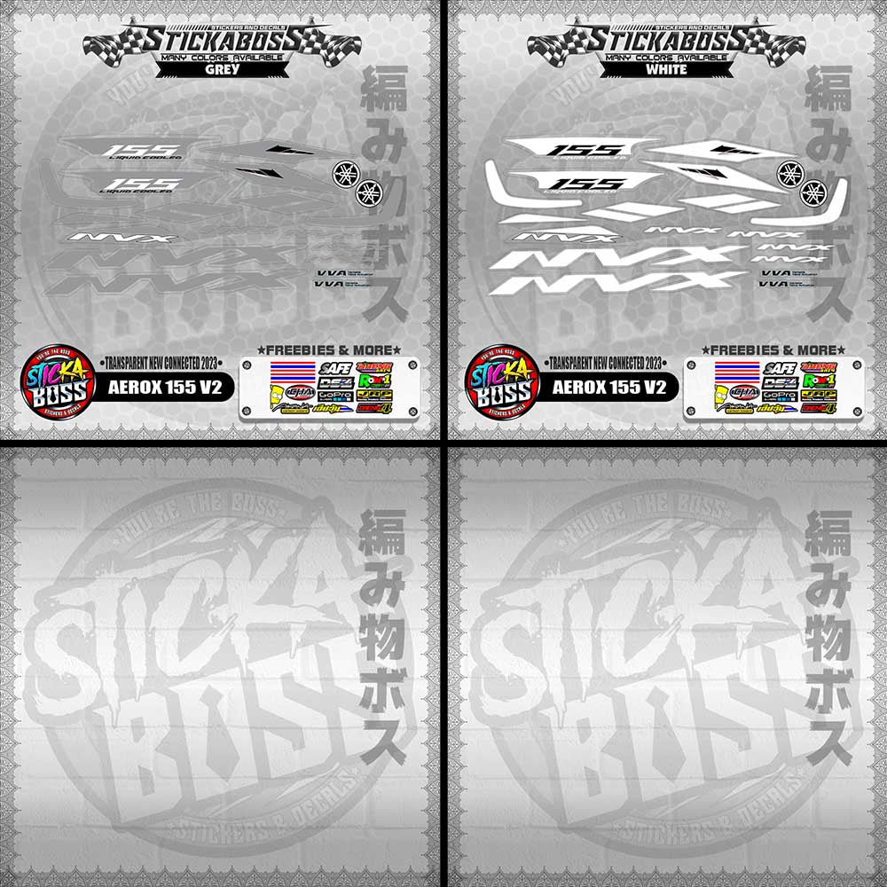 【PREMIUM UV PRINT】TRANSPARENT AEROX 155 V2 DECALS ( NEW CONNECTED 2023 )【WITH FREEBIES】