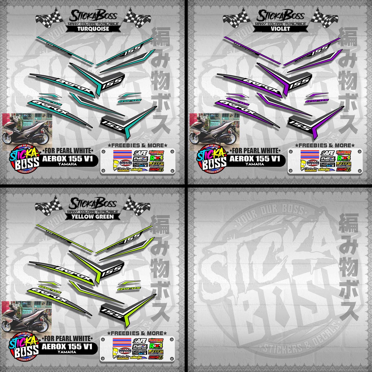 AEROX 155 V1 DECALS ( FOR PEARL WHITE )【WITH FREEBIES】
