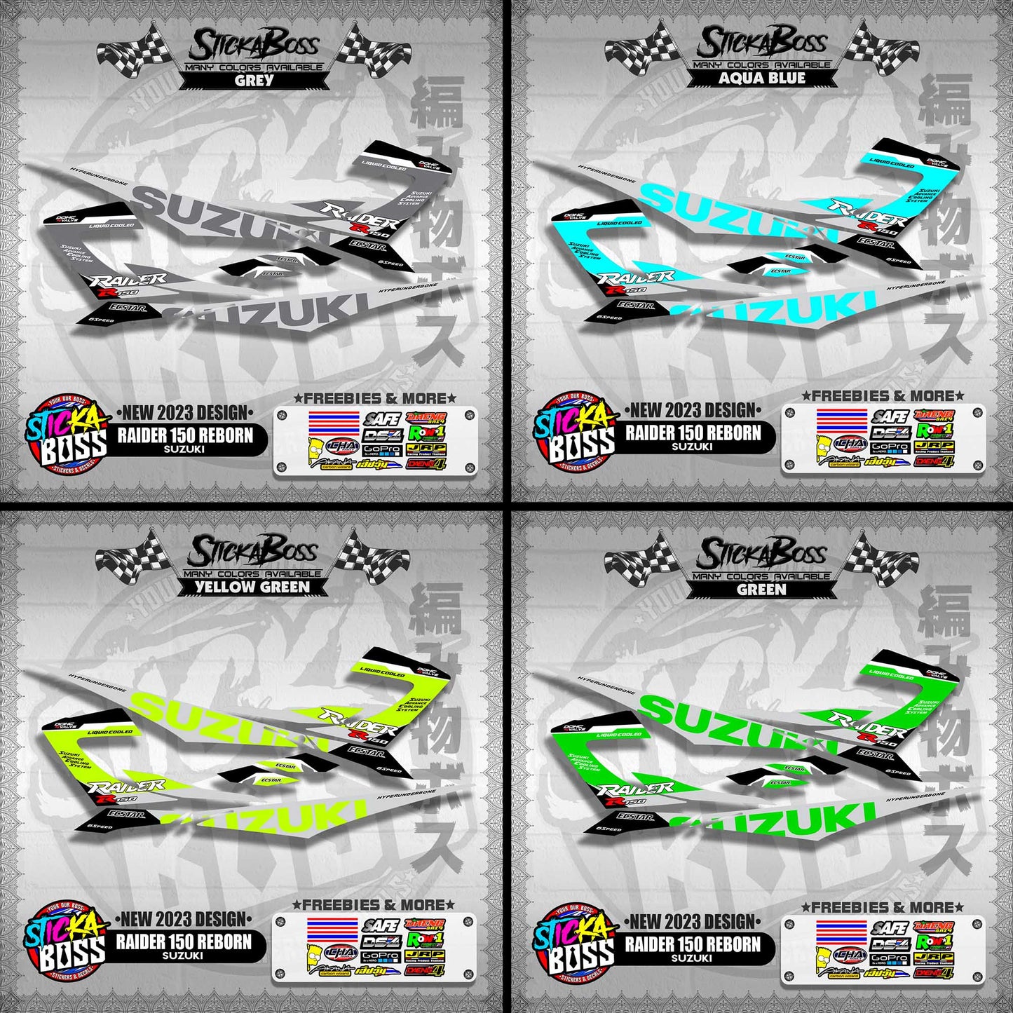RAIDER 150 REBORN STOCK DECALS ( NEW 2023 DESIGN )【WITH FREEBIES】