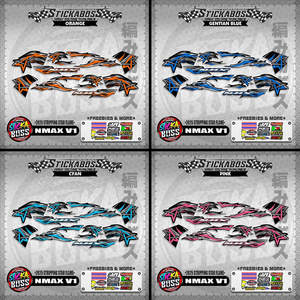 NMAX V1 STICKER DECALS ( 2025 STRIPPING STAR FLAME )【WITH FREEBIES】