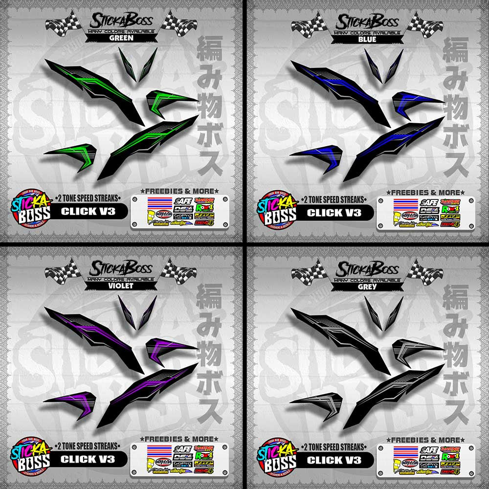 CLICK V3 DECALS ( 2 TONE SPEED STREAKS )【WITH FREEBIES】