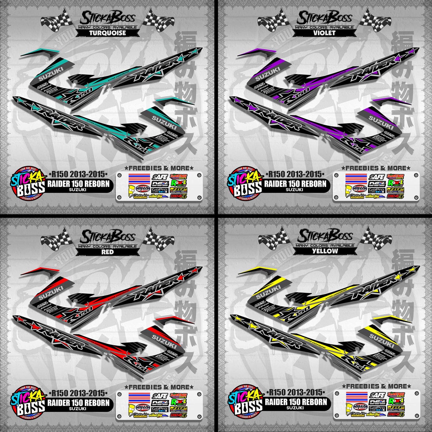 RAIDER 150 REBORN STOCK DECALS ( R150 2013 - 2015 )【WITH FREEBIES】