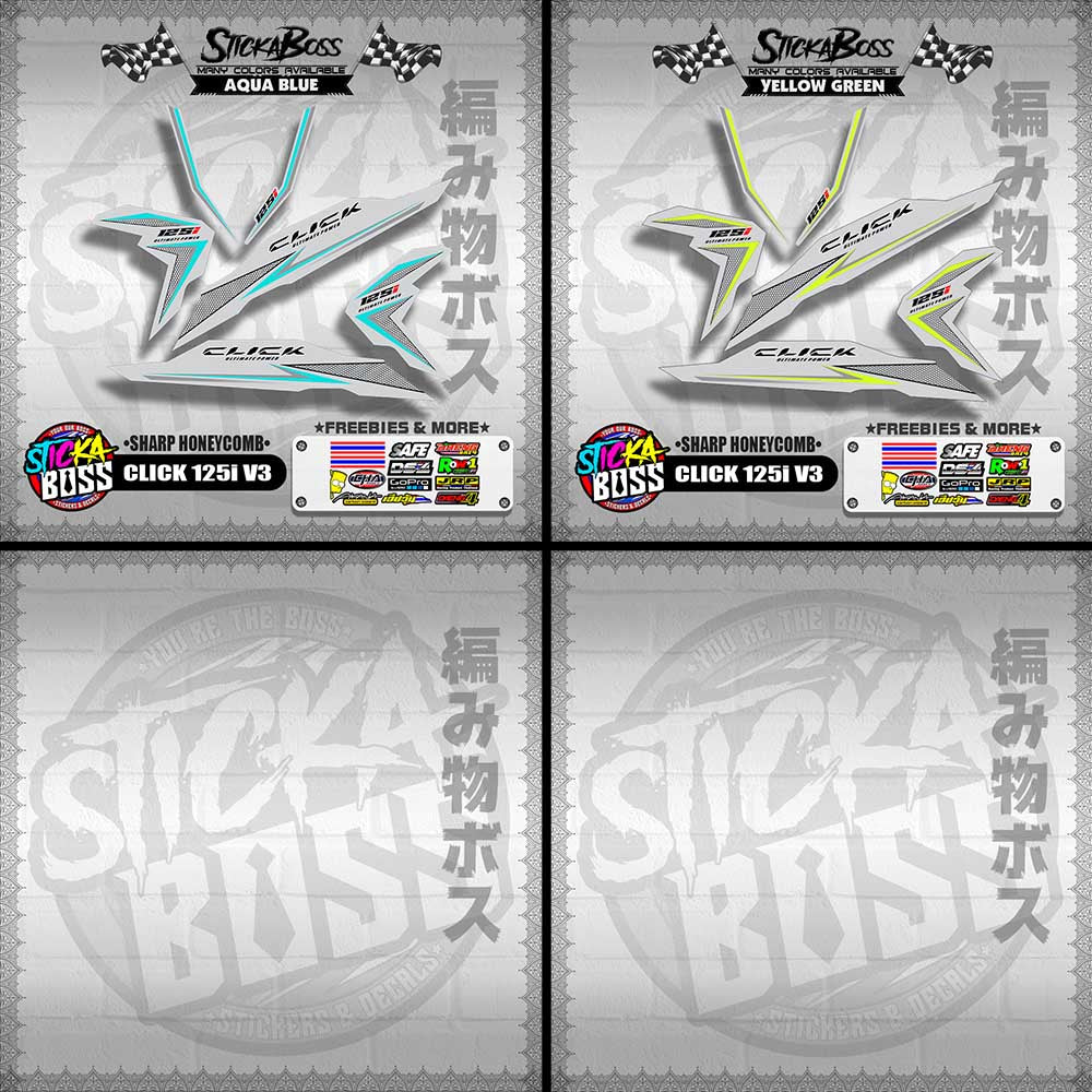 CLICK 125i V3 DECALS ( SHARP HONEYCOMB )【WITH FREEBIES】