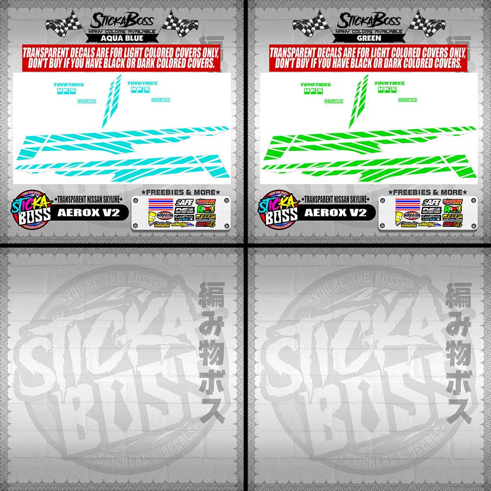 AEROX V2 DECALS ( TRANSPARENT NISSAN SKYLINE )【WITH FREEBIES】