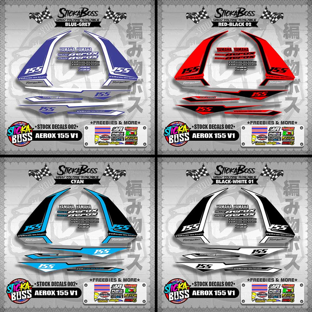 AEROX 155 V1 ( STOCK DECALS 002 )【WITH FREEBIES】
