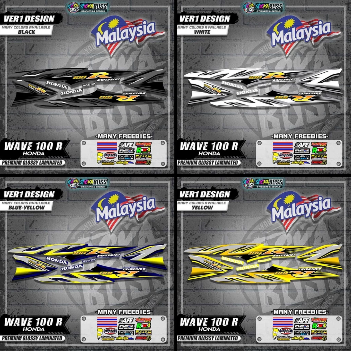 HONDA WAVE 100 R MALAYSIAN DECALS (Ver1 Design)【WITH FREEBIES】
