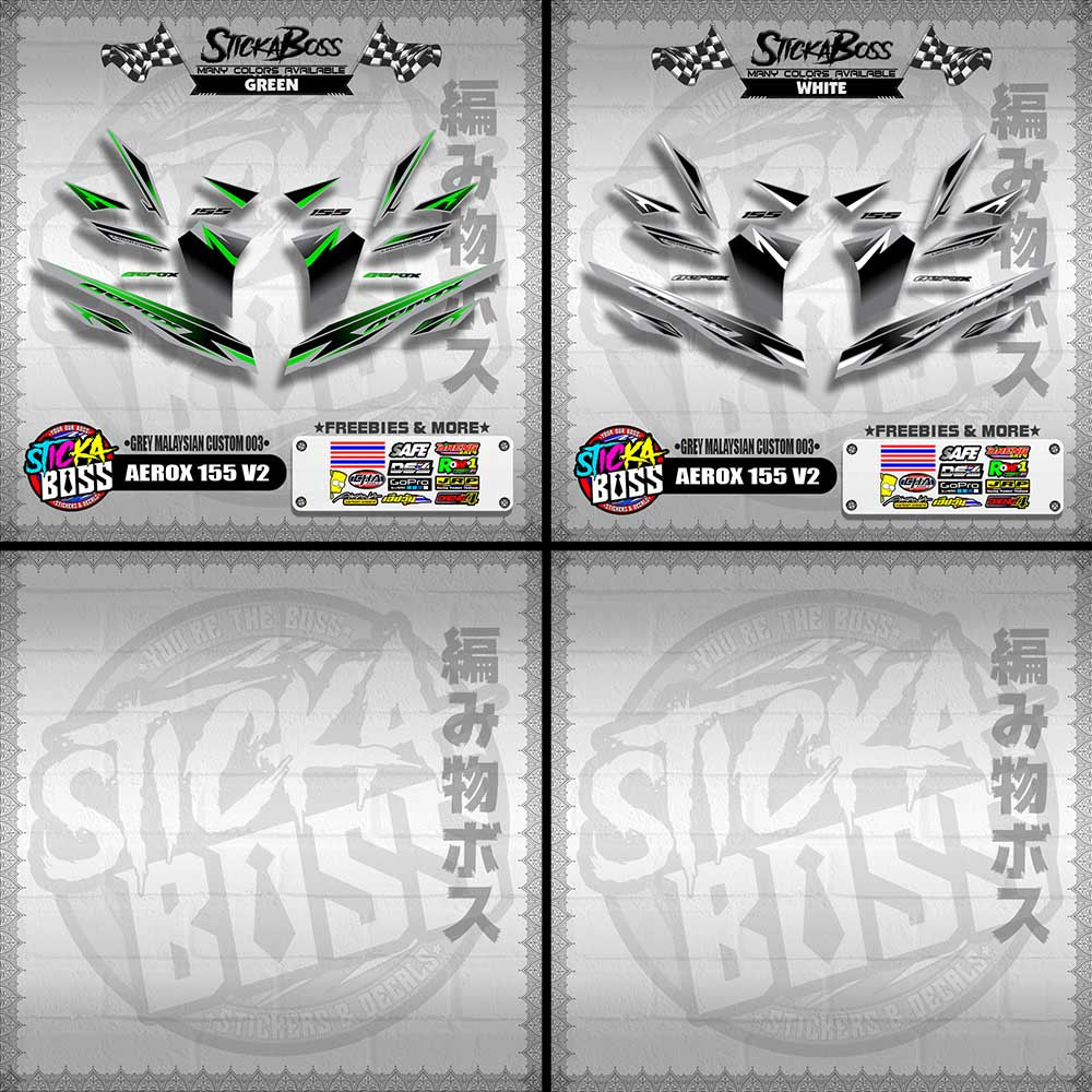 AEROX 155 V2 DECALS ( GREY MALAYSIAN CUSTOM 003 )【WITH FREEBIES】