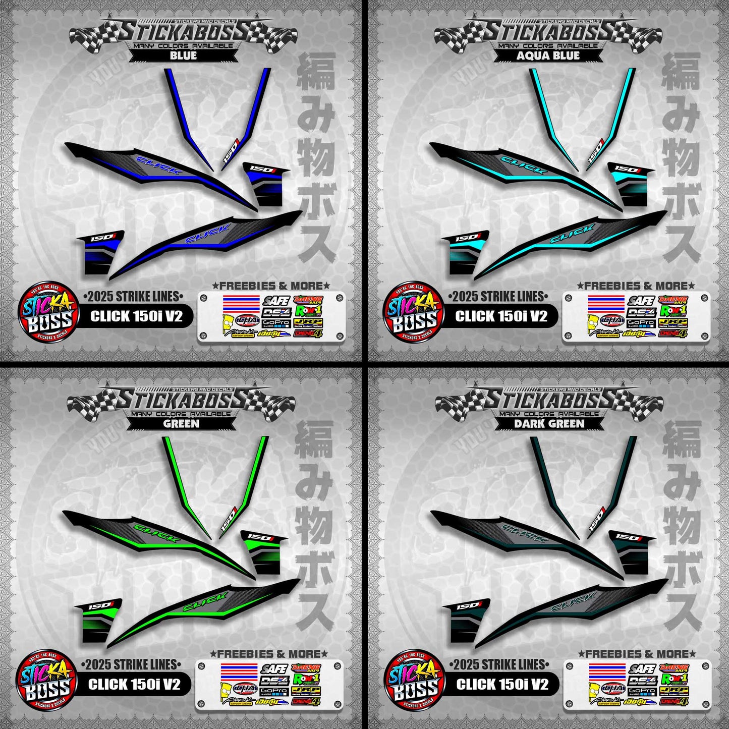 CLICK 150i V2 STICKER DECALS ( 2025 STRIKE LINES )【WITH FREEBIES】