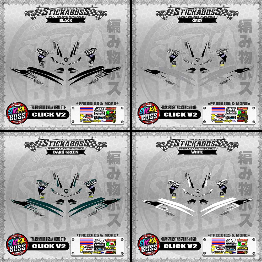 【PREMIUM UV PRINT】TRANSPARENT CLICK V2 STICKER DECALS ( NISSAN NISMO GTR )【WITH FREEBIES】