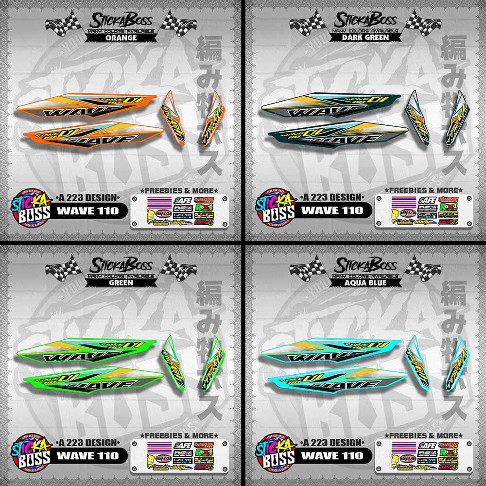 WAVE 110 DECALS ( A 223 DESIGN )【WITH FREEBIES】