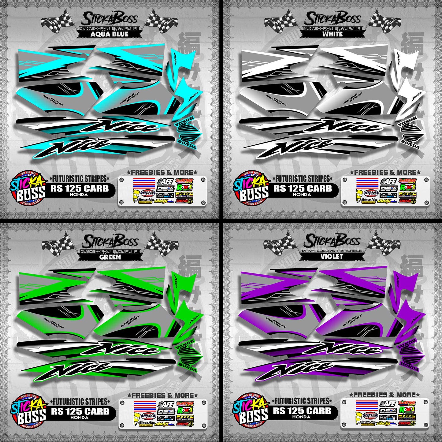 RS 125 THAI DECALS ( FUTURISTIC STRIPES )【WITH FREEBIES】