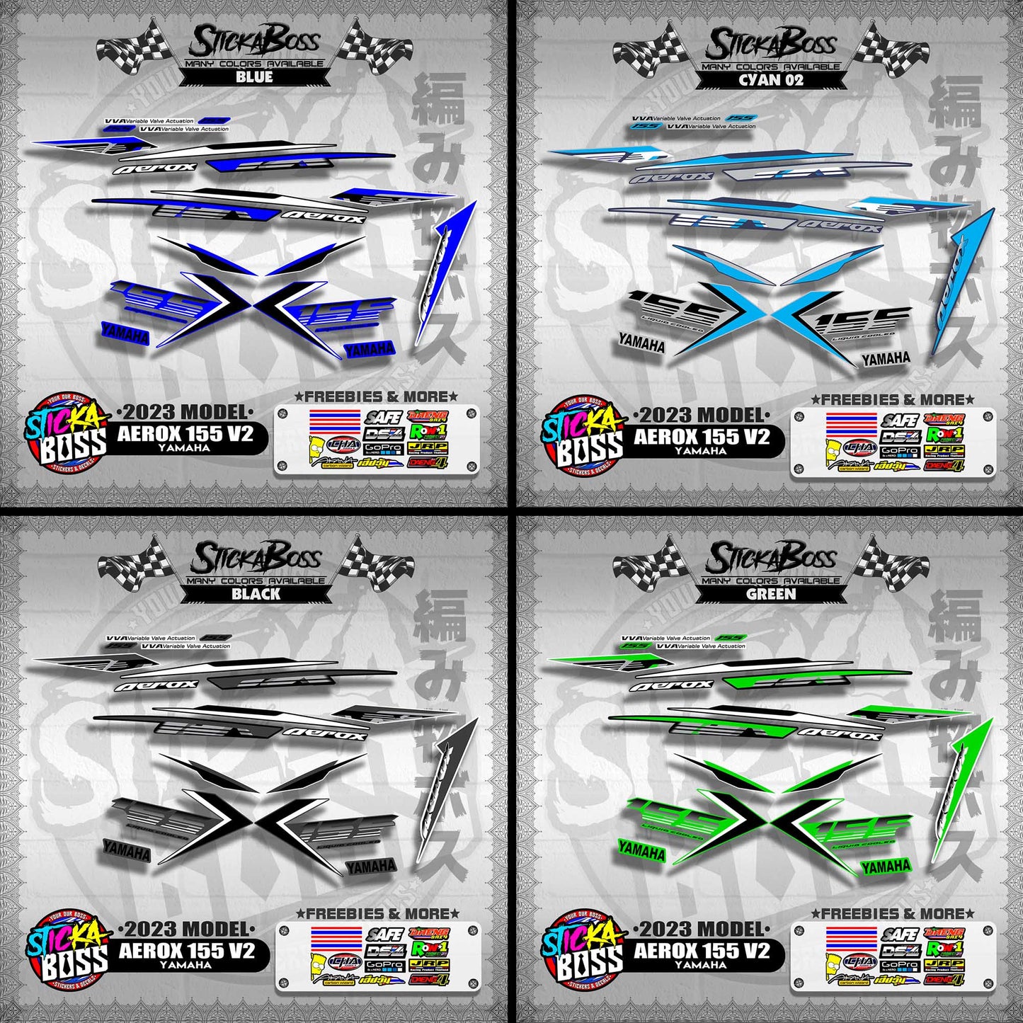 AEROX 155 V2 2023 STOCK DECALS ( 2023 MODEL )【WITH FREEBIES】