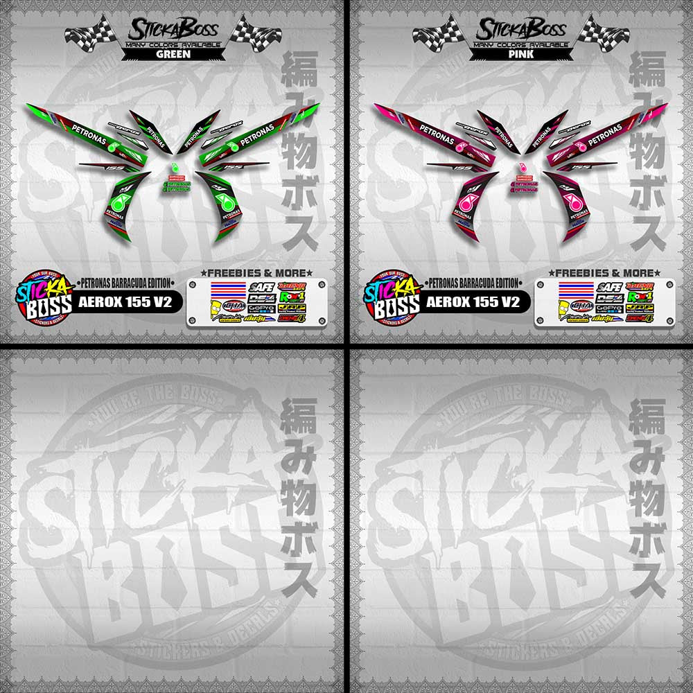 AEROX 155 V2 DECALS ( PETRONAS BARRACUDA EDITION )【WITH FREEBIES】