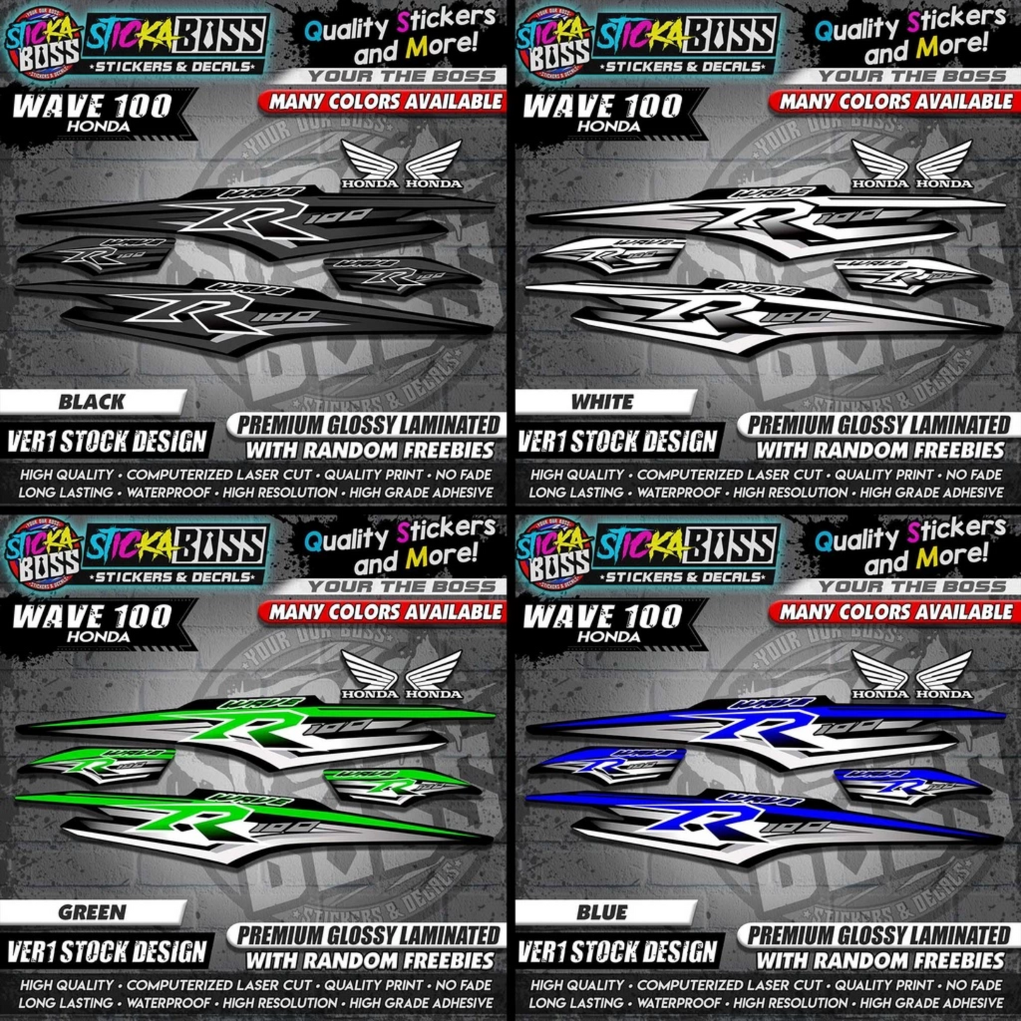 HONDA WAVE 100 R DECALS (Ver1 Stock Design)【WITH FREEBIES】