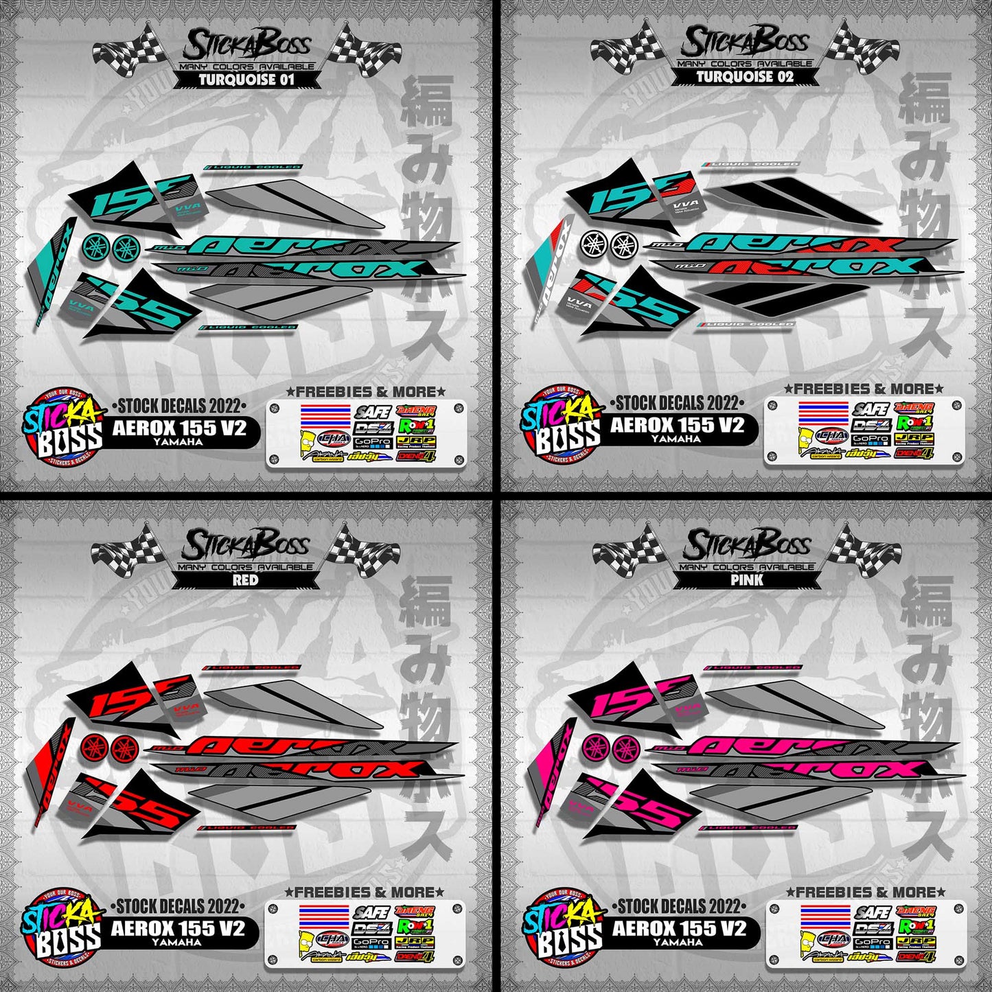 AEROX 155 V2 ( STOCK DECALS 2022 )【WITH FREEBIES】