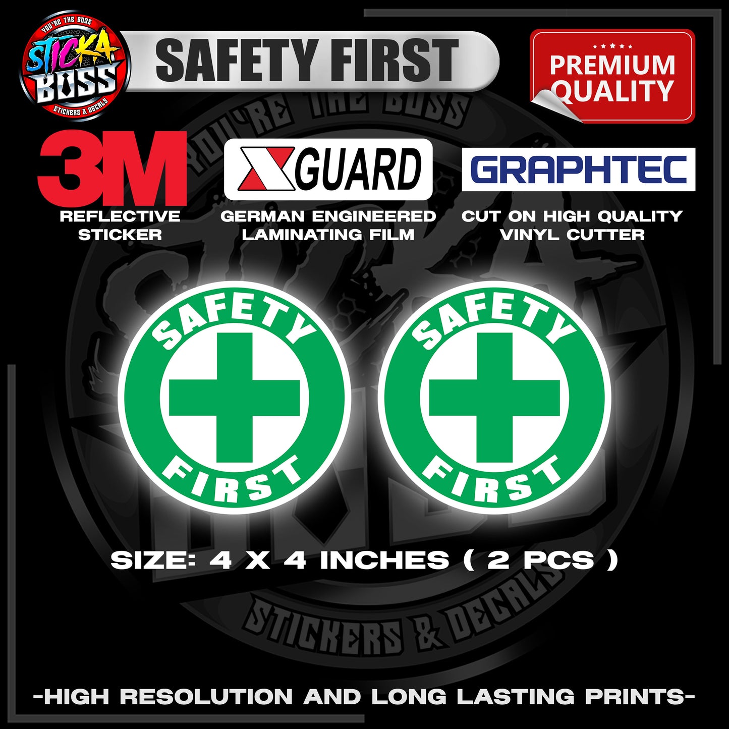SAFETY FIRST | 3M REFLECTIVE STICKER | PREMIUM LAMINATED【PREMIUM QUALITY】