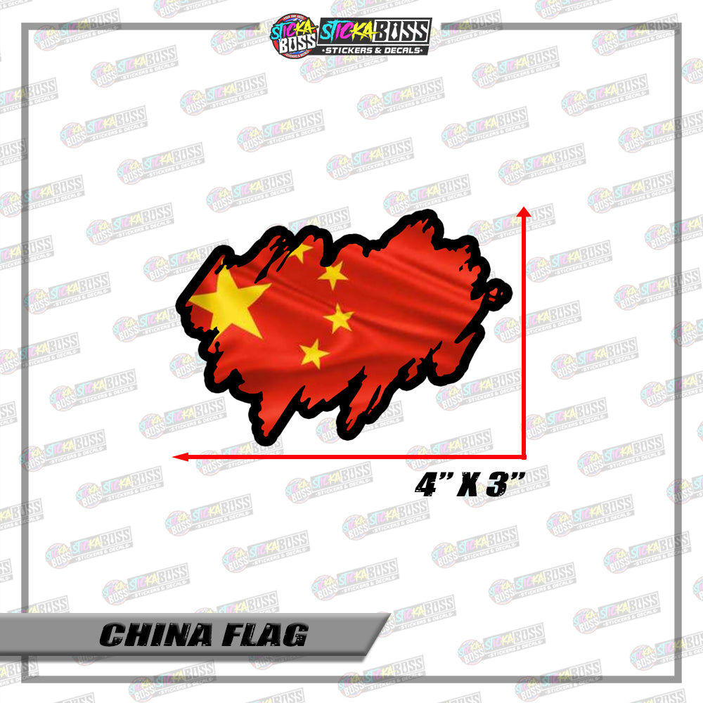 CHINA FLAG STICKER | VINYL WATERPROOF STICKER |【PRINTED】