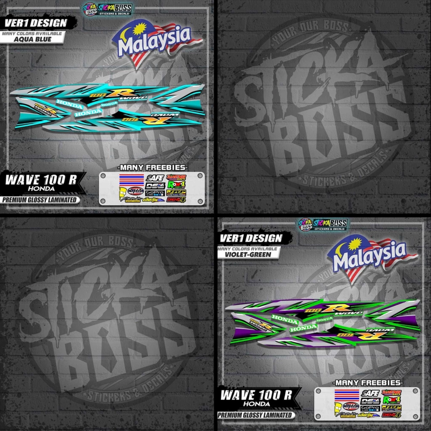 HONDA WAVE 100 R MALAYSIAN DECALS (Ver1 Design)【WITH FREEBIES】