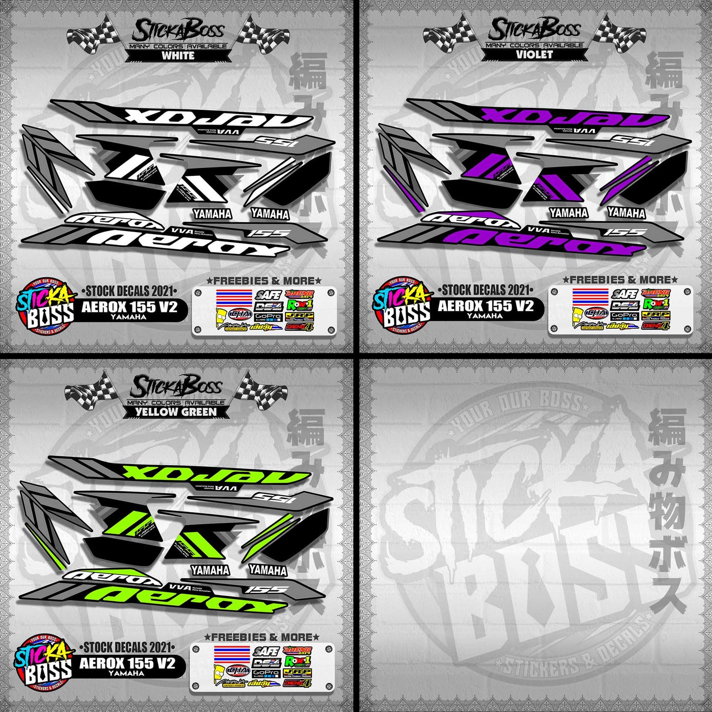 AEROX 155 V2 ( STOCK DECALS 2021 )【WITH FREEBIES】