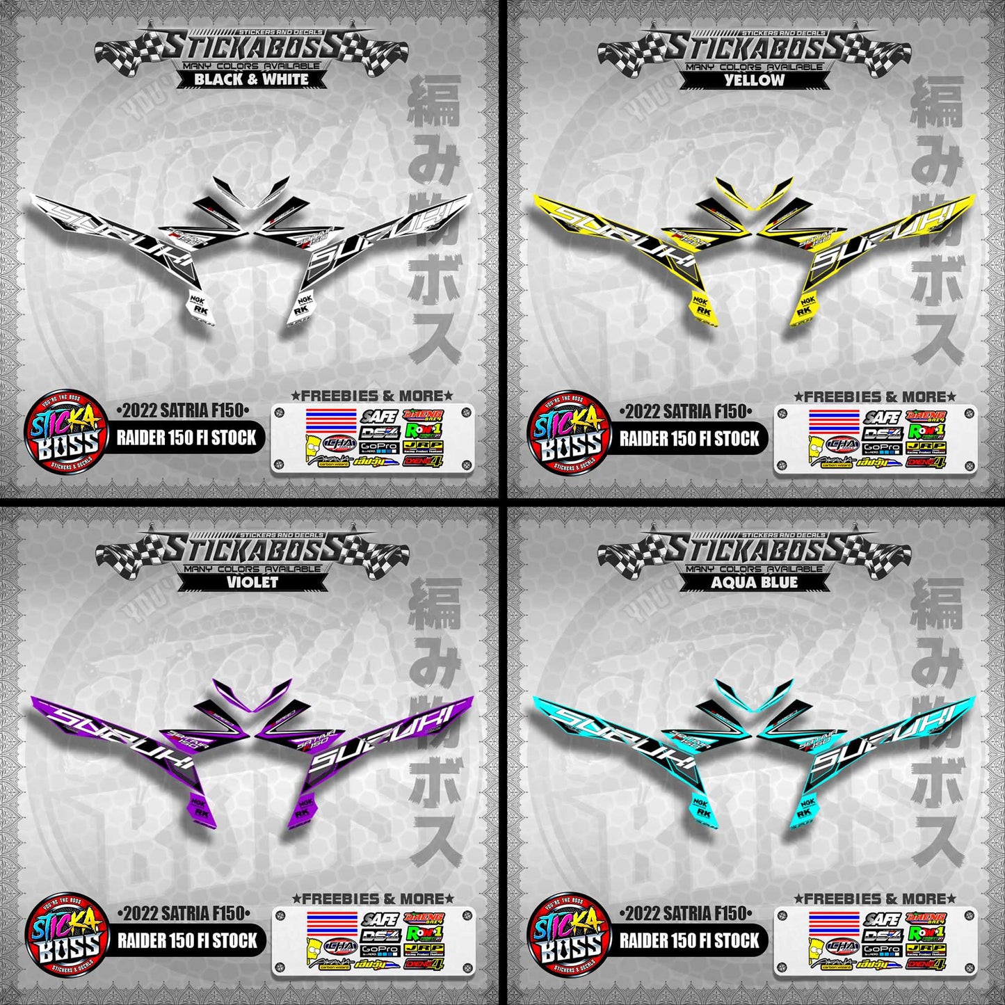 SUZUKI RAIDER 150 FI STOCK DECALS ( 2022 SATRIA F150 )【WITH FREEBIES】