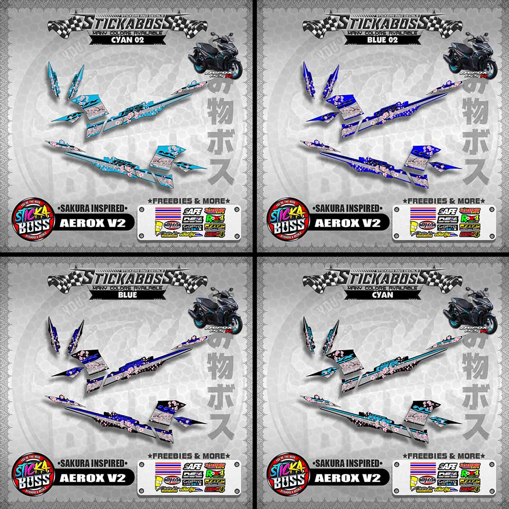AEROX V2 STICKER DECALS ( SAKURA INSPIRED )【WITH FREEBIES】