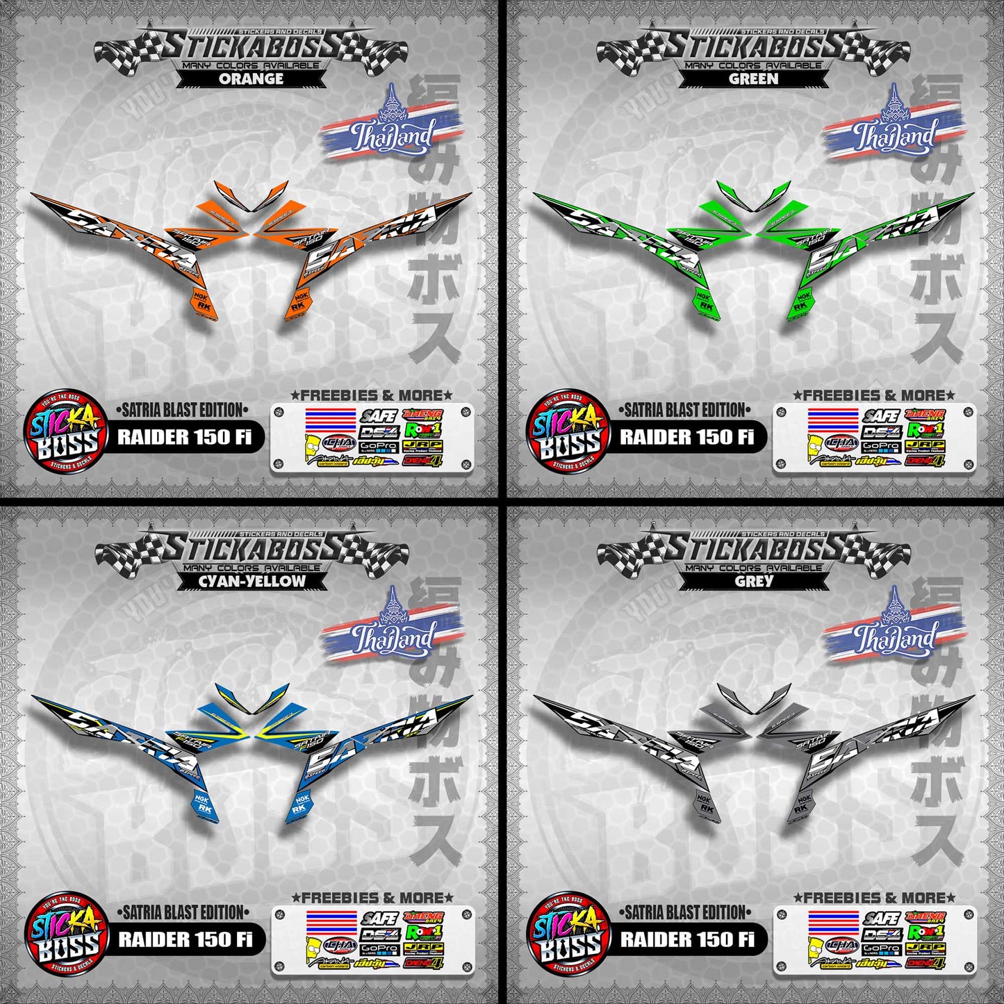 SUZUKI RAIDER 150 Fi Thai Decals ( Satria Blast Edition )【WITH FREEBIES】Thailand Concept