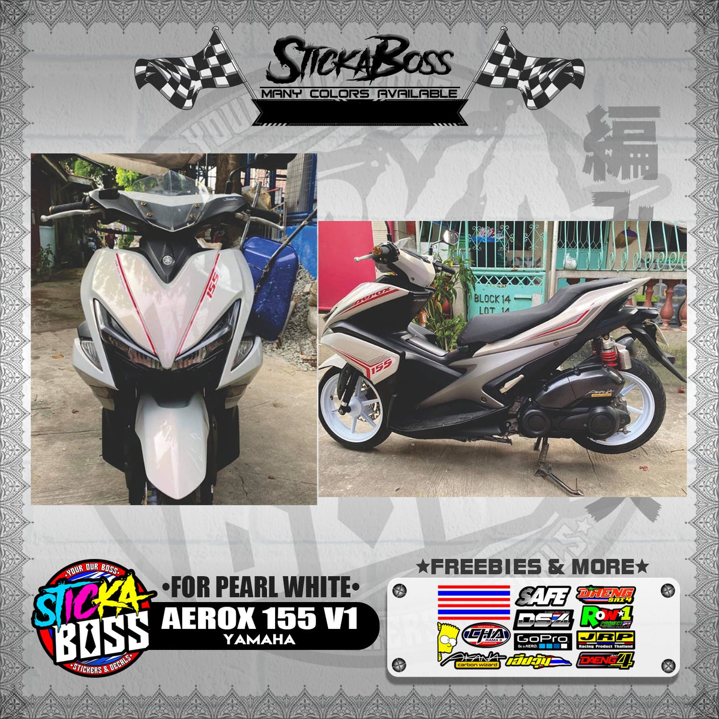 AEROX 155 V1 DECALS ( FOR PEARL WHITE )【WITH FREEBIES】