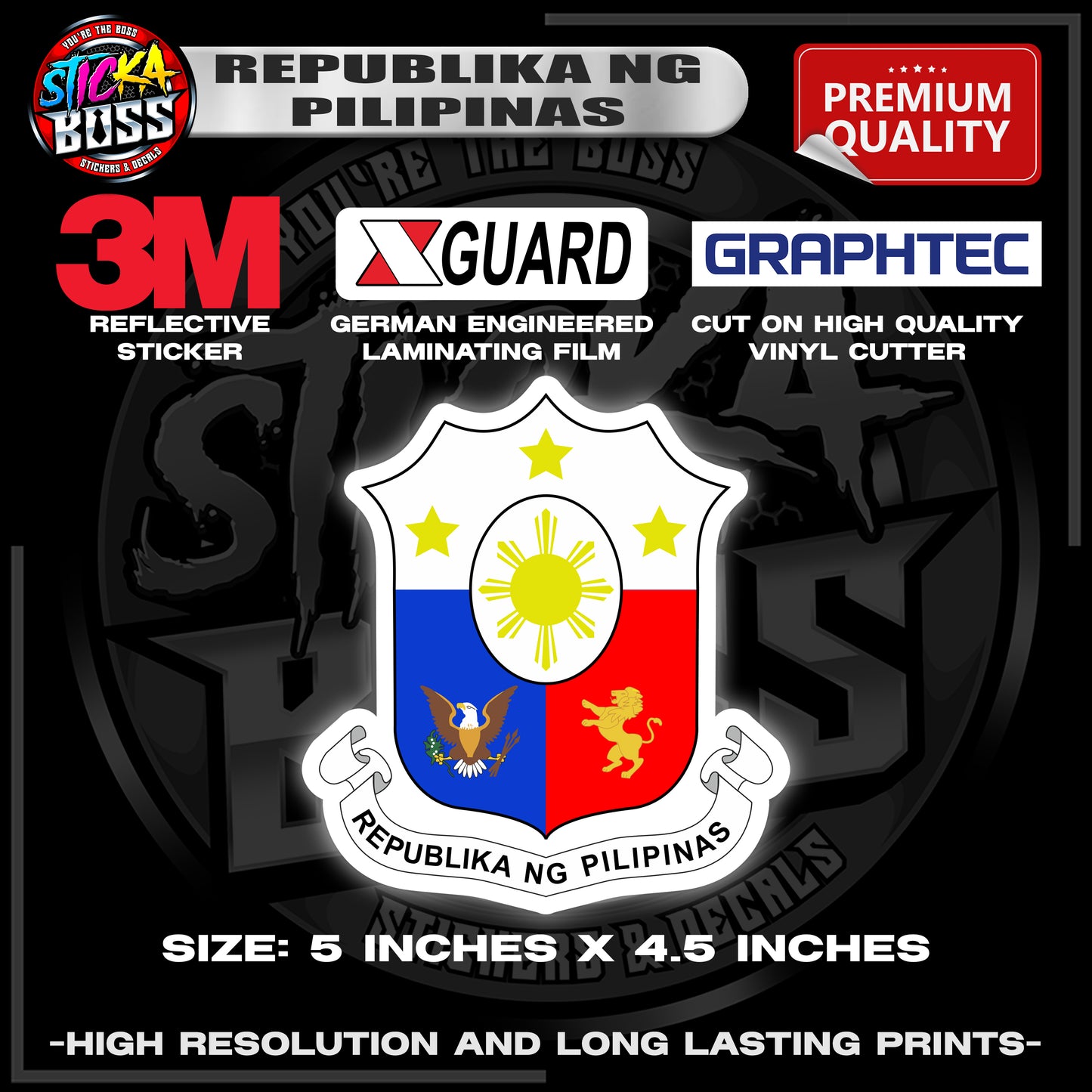 REPUBLIKA NG PILIPINAS LOGO 3M REFLECTIVE STICKER | PREMIUM LAMINATED【PREMIUM QUALITY】